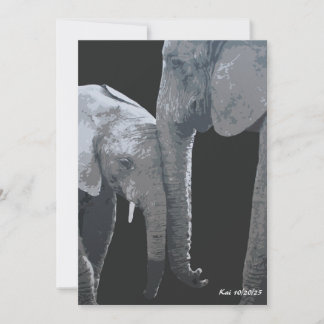 Love You More, Elephant Original Art Invitation