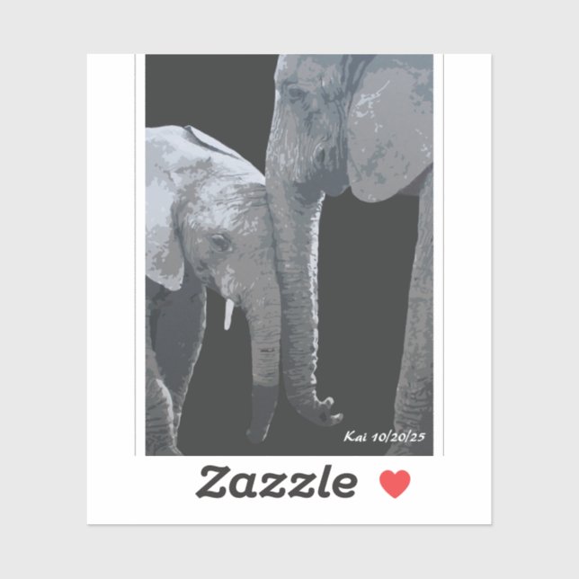 Love You More, Elephant Original Art Sticker (Sheet)