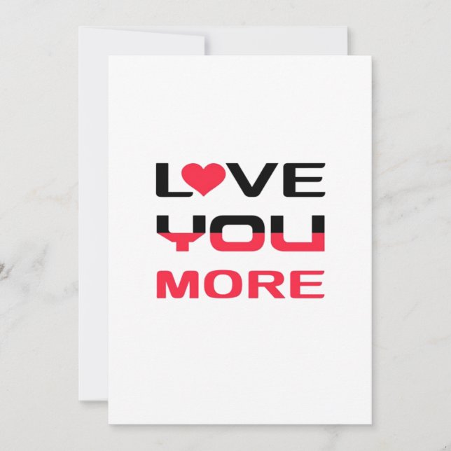 Love You More Flat Bold Black Red Typography  Holiday Card (Front)