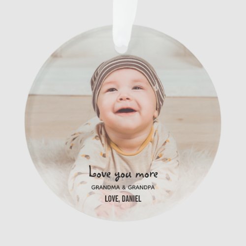 Love You More Grandma Grandpa Christmas Photo Ornament