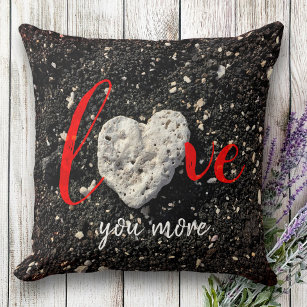Love You More Hawaii Beach and Coral Heart Photo Throw Pillow