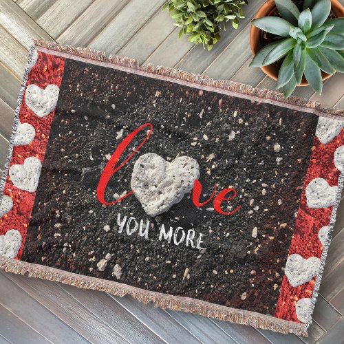 Love You More Hawaii Beach Coral Heart Photo Bold Throw Blanket