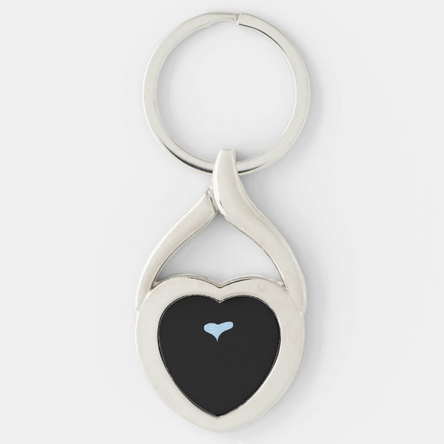 Love You More Minimal Design Blue Style  Keychain (Front)