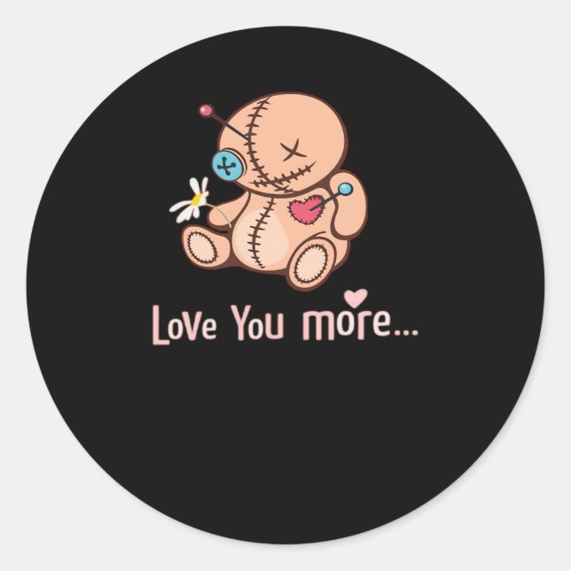 Love You More Minimal Design  Classic Round Sticker (Front)