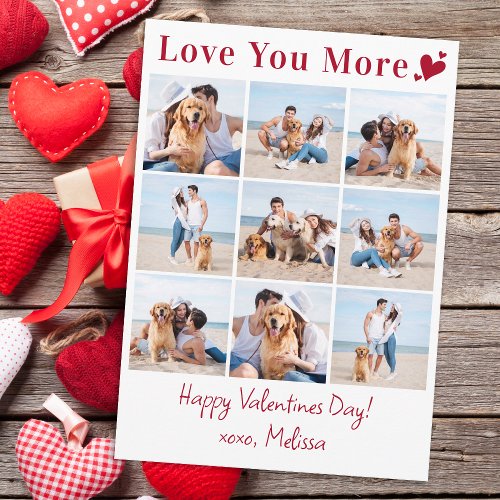 Love You More Photo Collage Happy Valentines Day Holiday Card