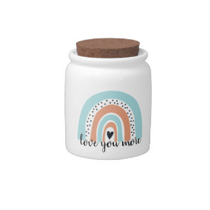 Love You More Rainbow Heart Blue Peach Candy Jar