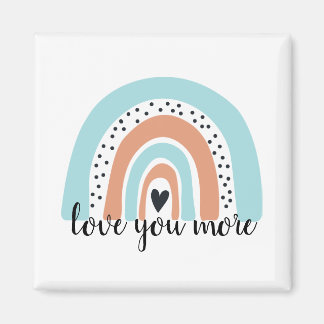 Love You More Rainbow Heart Blue Peach Magnet