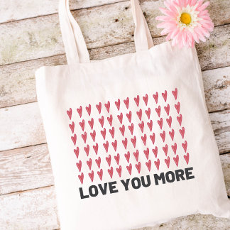 Love You More Red And Pink Heart Pattern  Tote Bag