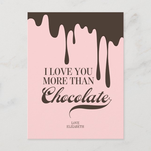 Love You More Than Chocolate Valentine Postcard (Front)