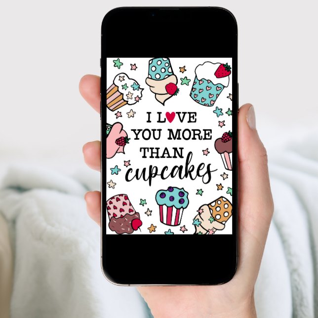 Love You More Than Cupcakes Valentine's Day Holiday Card (Front Digital)