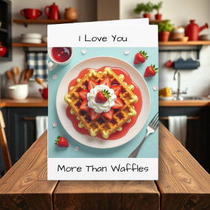 Love you more than Waffles   Happy Anniversary  Card