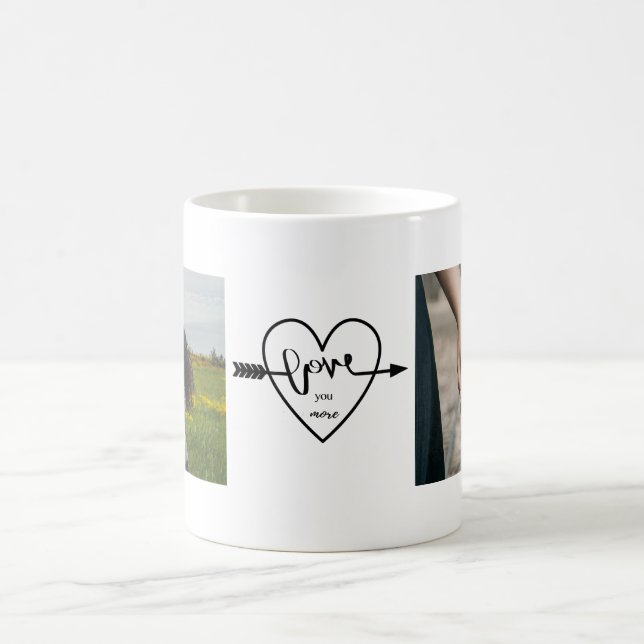Love You More Two Photo Simple Heart Coffee Mug (Center)