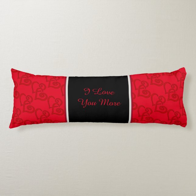 Love You More Valentines Day Heart Pattern Body Pillow (Front)