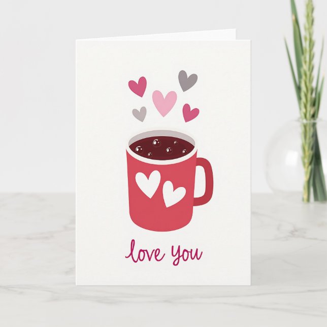 Love You Mug Hearts Sweet Card (Front)