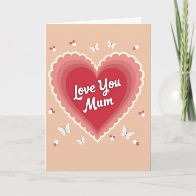 Love You Mum Art Heart Card (Front)