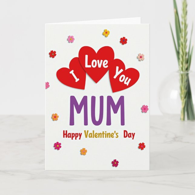 Love You Mum Happy Valentines Card (Front)