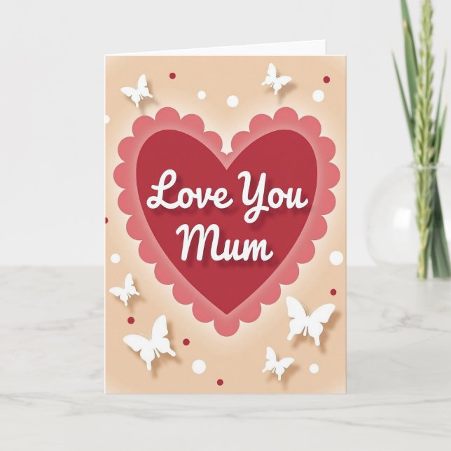 Love You Mum Heart Art Card (Front)