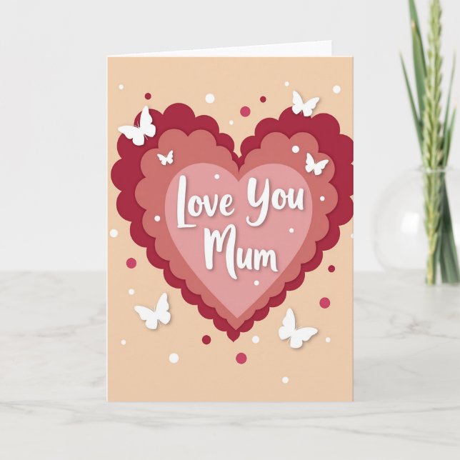 Love You Mum Heart Card (Front)