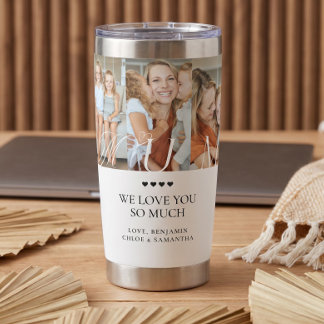 Love You Mum Personalized 6 Photo Collage Gift Insulated Tumbler
