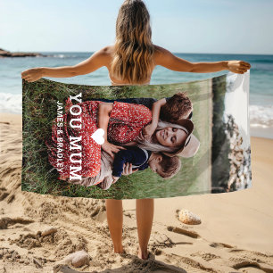 Love You Mum Photo Names Summer Gift Beach Towel