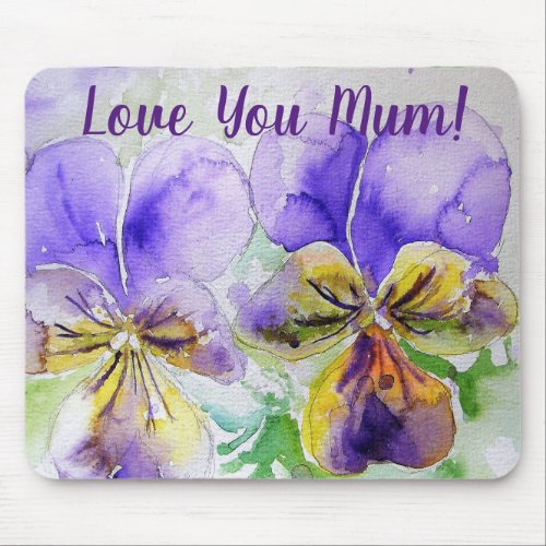 Love You Mum Purple floral Computer Mouse Mat Pad