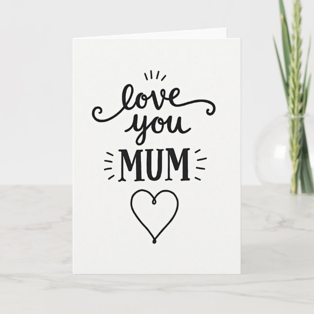 Love You Mum Simple Message Card (Front)