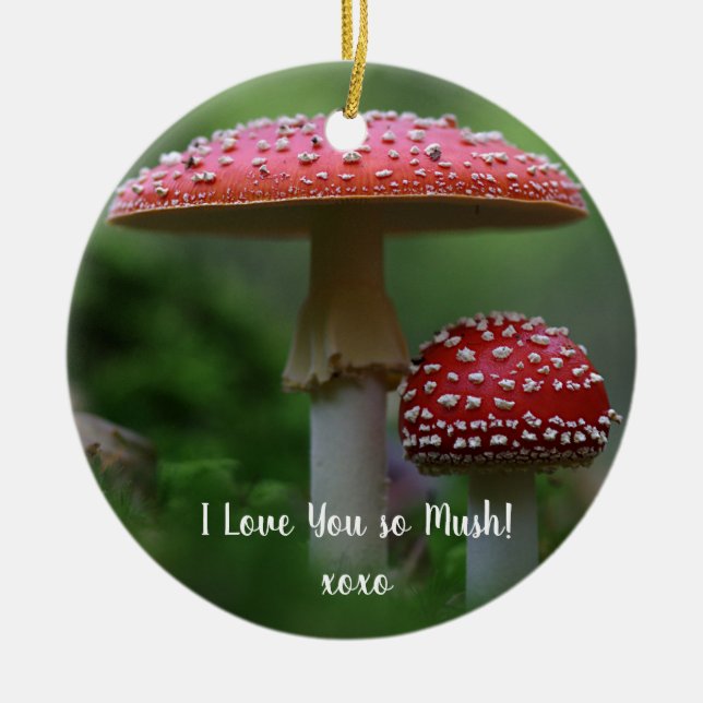 Love You Mush Mushrooms Ornament Round (Front)