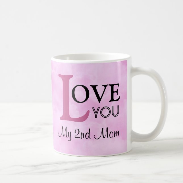 Love You My 2nd Mom Name Pink Clouds Coffee Mug (Right)