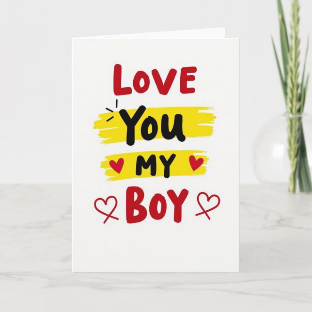 Love You My Boy Best Card (Front)