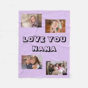 Love You Nana 4 photo Purple Fleece Blanket