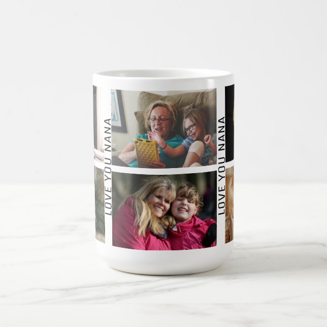 Love You Nana 6 Photo Custom Collage Grandma Coffee Mug (Center)