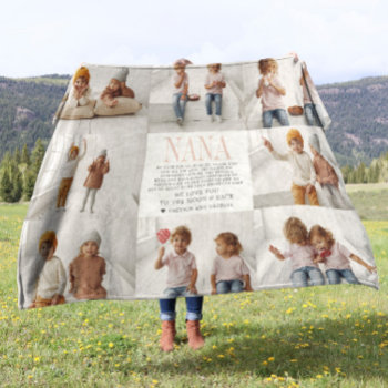 Love You Nana | Custom Message Photo Collage Fleece Blanket by IYHTVDesigns at Zazzle