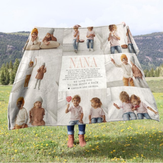 Love You Nana | Custom Message Photo Collage Fleece Blanket (Creator Uploaded)
