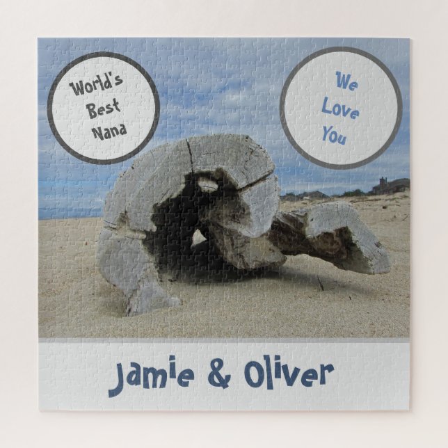 Love You Nana Deserted Pacific Beach Driftwood Jigsaw Puzzle (Vertical)