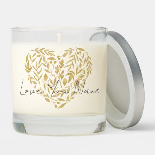 Love You Nana Floral Heart Gold Sweet Grandchild Scented Candle