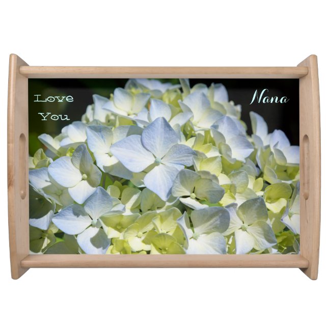 Love You Nana gifts Serving Trays Blue Hydrangeas (Front)