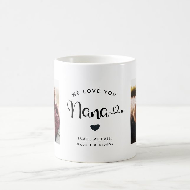 Love you Nana Hearts Custom Two Photo Coffee Mug (Center)