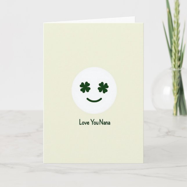 Love You Nana Shamrock Face Card (Front)