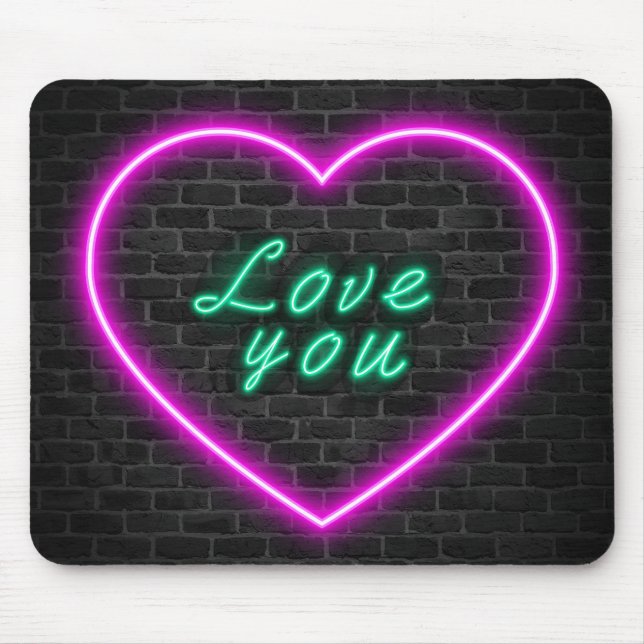 Love You Neon Sign Mouse Pad (Front)