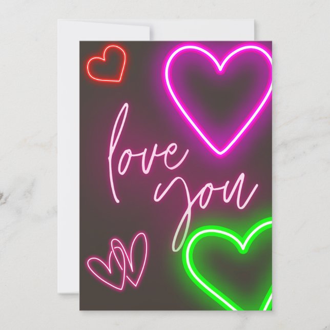 "Love you" Neon Sign Valentine's Card (Front)