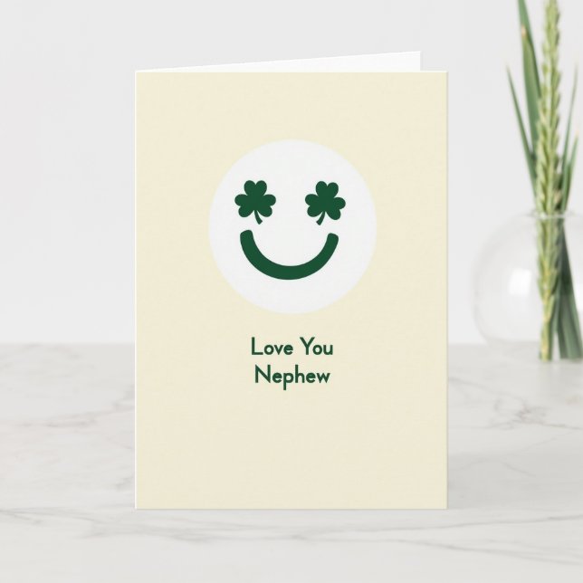 Love You Nephew Green Smile Card (Front)