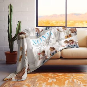 Love You Nonna Custom Message Photo Collage Fleece Blanket