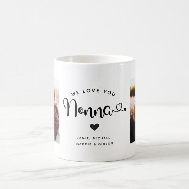 Love you Nonna Hearts Custom Two Photo Coffee Mug (Center)
