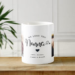 Love you Nonna Hearts Custom Two Photo Coffee Mug<br><div class="desc">Simple and sweet two photo coffee mug for Grandma: The hand lettered script reads WE LOVE YOU NONNA with pretty hearts flourishes over your names. Personalize with your two favorite photos and make this a modern,  trendy keepsake gift for a beloved grandmother.</div>