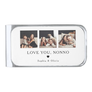 Love You Nonno Three Photos and a Heart Silver Finish Money Clip