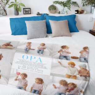 Love You Opa   Custom Message Photo Collage Fleece Blanket
