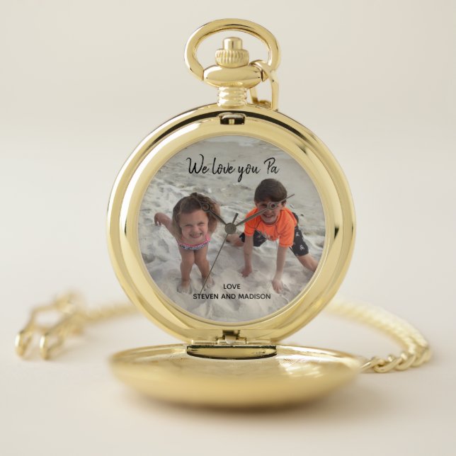 Love You Pa Custom Kids Photo Name Keepsake  Pocket Watch (Inside)