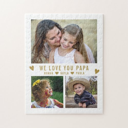 Love You Papa 3 Photo Collage Jigsaw Puzzle