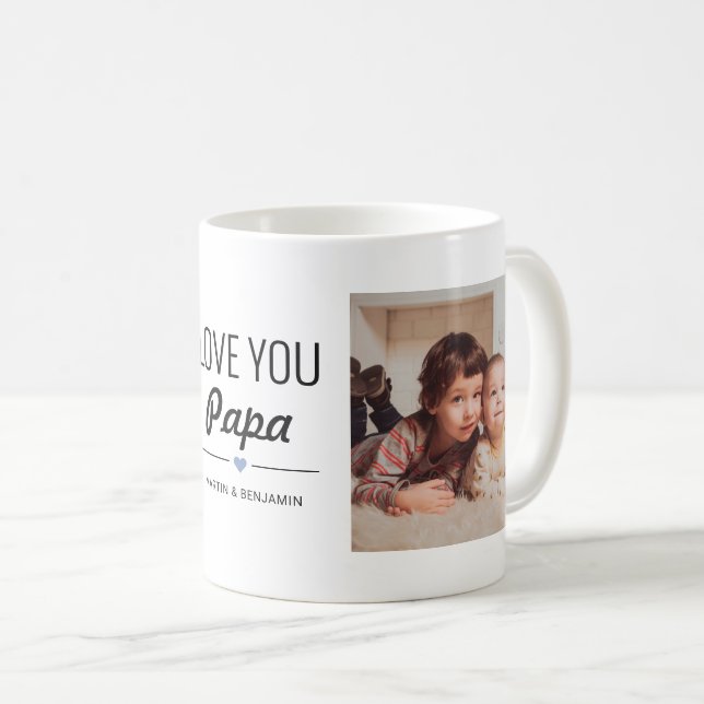 Love You Papa Birthday Custom Photo Coffee Mug (Front Right)