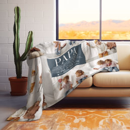 Love You Papa | Custom Message Photo Collage Fleece Blanket